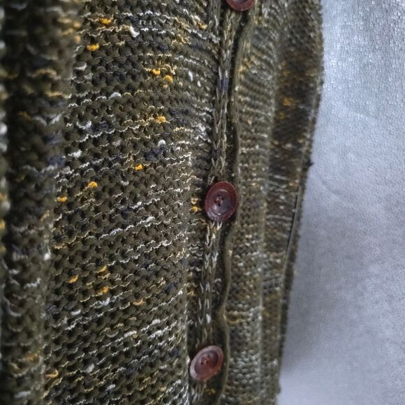 Y2k 90s BCBGMAXAZRIA Knit Cardigan Green Button Front Goblincore Lettuce Trim - Picture 7 of 16
